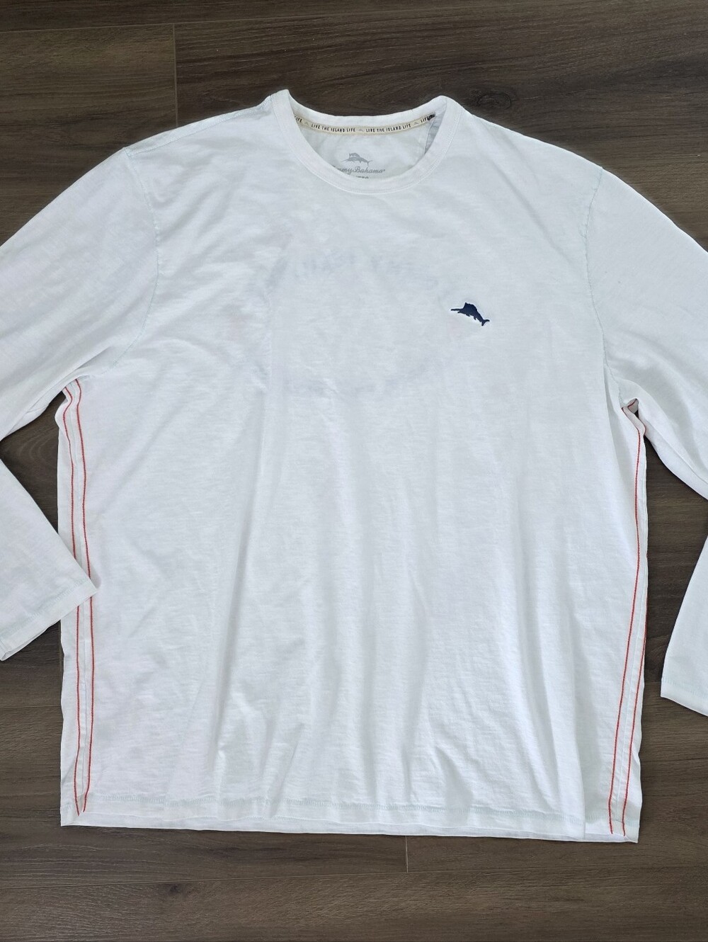 Tommy Bahama Aloha From Paradise Men's White Long-Sleeve Crewneck T-Shirt 2XL